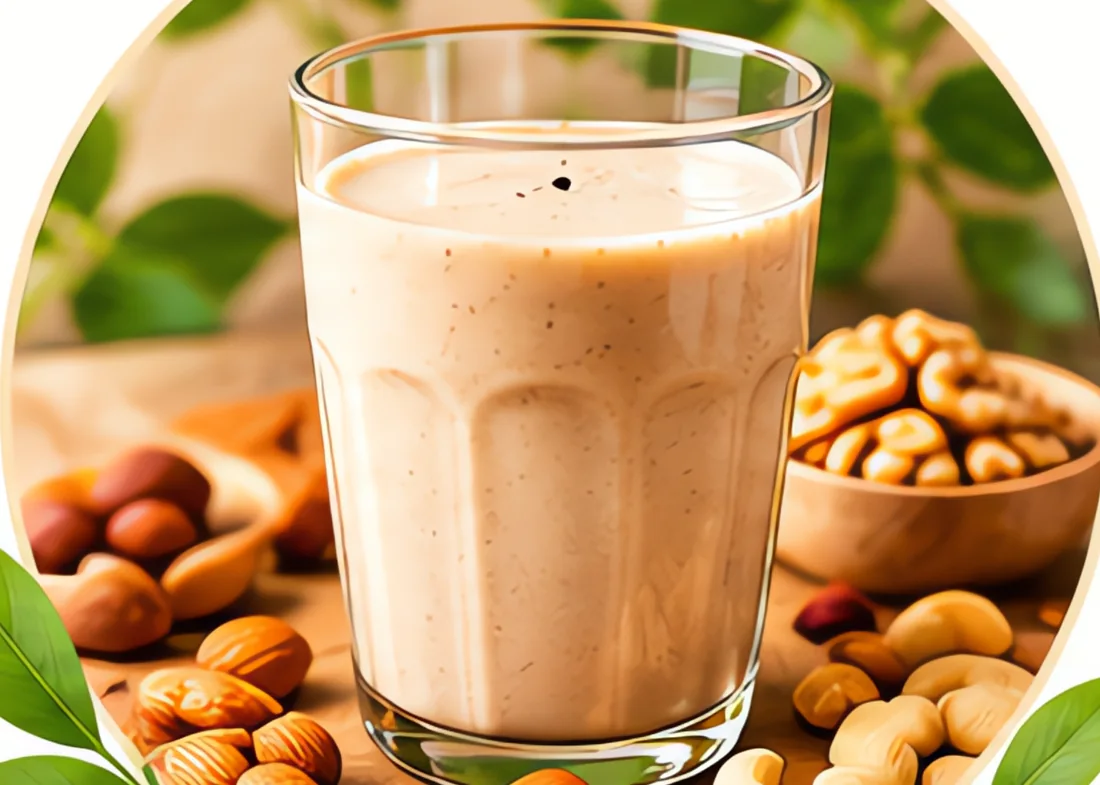 Ly ngũ cốc đá xay chuối mát lạnh rắc hạt chia trong ngày hè
